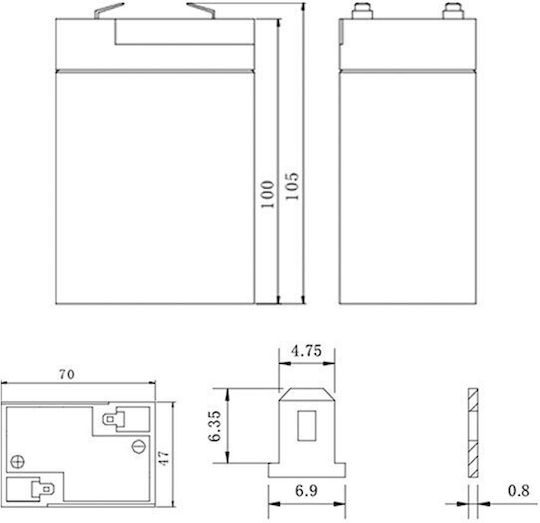 NOD Μπαταρία UPS με Χωρητικότητα 4.5Ah και Τάση 6V 141-0143