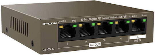 IP-COM G1105PD Unverwaltet L2 PoE+ Switch mit 5 Ports Gigabit (1Gbps) Ethernet