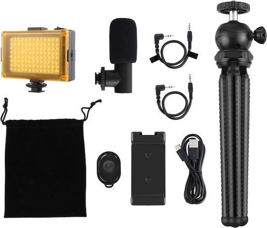 Puluz PKT3094B Τρίποδο Κινητού με Φωτισμό Μαύρο