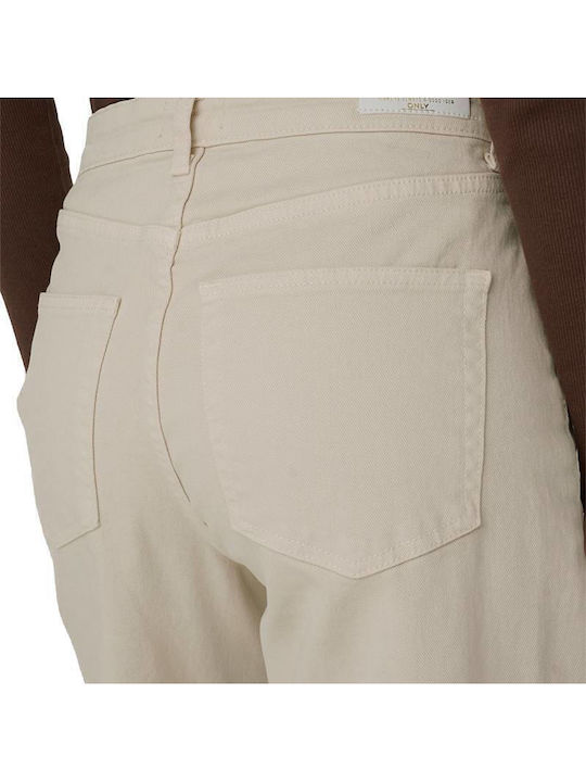 Wide Γυναικείο Jean Παντελόνι σε Wide Γραμμή Μπεζ