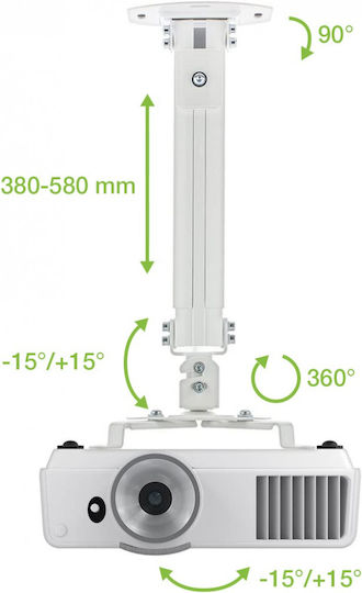 Techly Projector Mount Ceiling ICA-PM-18S with Maximum Load Capacity of 13.5kg Silver