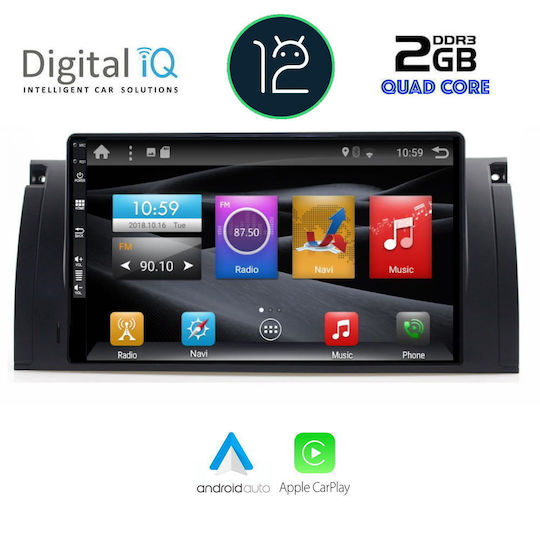 Digital IQ Car Audio System for BMW Series 5 (E39) / X5 (E53) / Series 5 / E39 / X5 / E53 E39 E53 (Bluetooth/USB/AUX/WiFi/GPS/Apple-Carplay/Android-Auto/CD) with Touch Screen 9"
