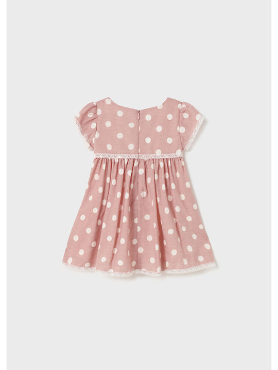 Mayoral Kids Dress Polka Dot Short Sleeve Pink