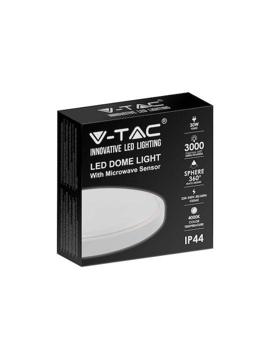 V-TAC Πλαφονιέρα Οροφής Εξωτερικού Χώρου με Ενσωματωμένο LED σε Λευκό Χρώμα 7665