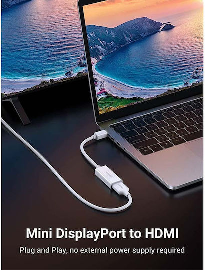 Ugreen MD112 Μετατροπέας mini DisplayPort male σε HDMI female Λευκό 1τμχ