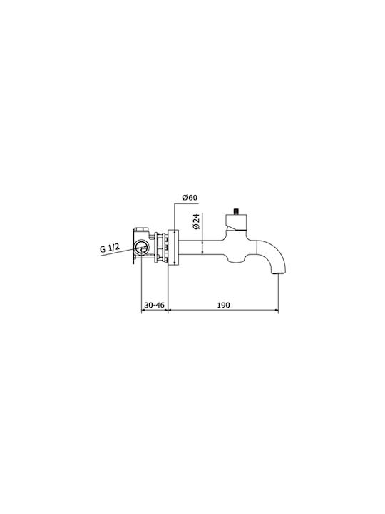 Teorema Wall Black Matt Built-in Mixer & Spout Set for for Bathroom Sink 1 Exit Black