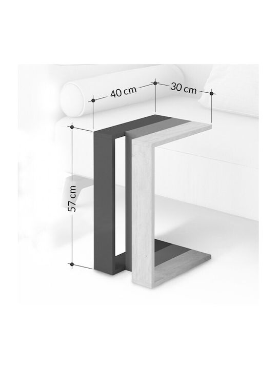 Rectangular Side Table Muju Wooden Anthracite W40xL30xH57cm