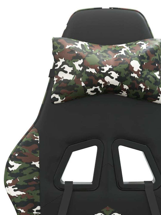 vidaXL 349614 Геймърски стол с RGB осветление и подлакътник Camo Black