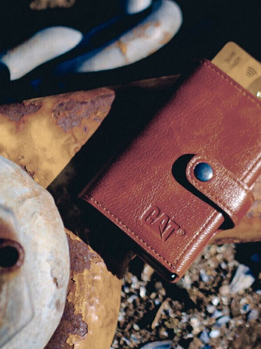 Men's Wallet Cards with RFID and Slide Mechanism Brown