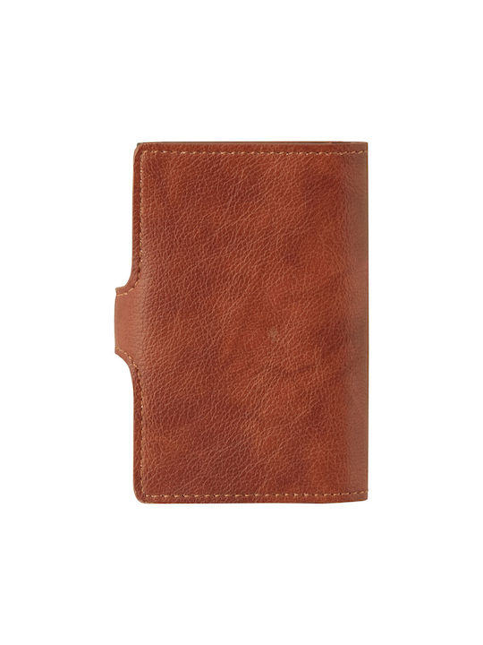 CAT Men's Leather Card Wallet Brown