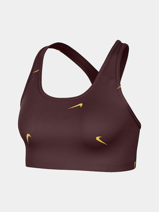 Nike Dri-Fit Swoosh Women's Sports Bra without Padding Brown