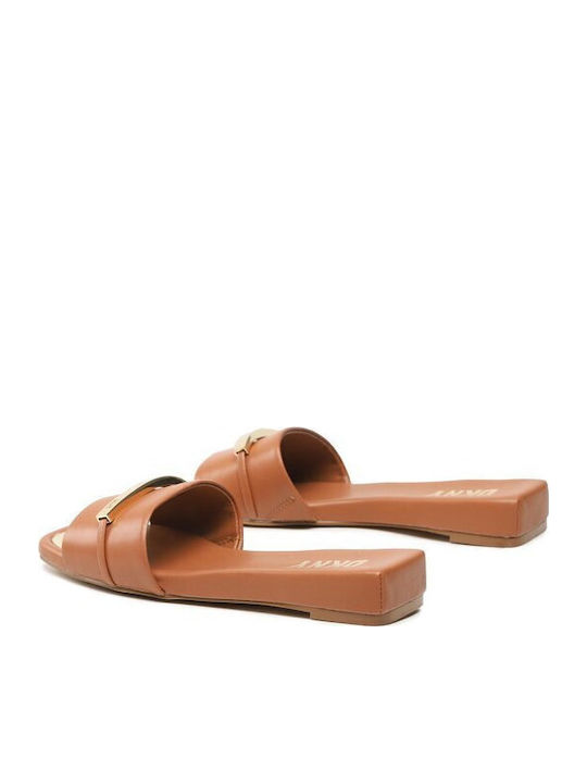 Alaina Leather Women's Flat Sandals in Brown Color