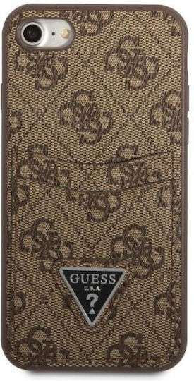 Guess Triangle Logo Cardslot Back Cover Synthetic Leather with Card Slot Brown (iPhone SE 2022/2020)