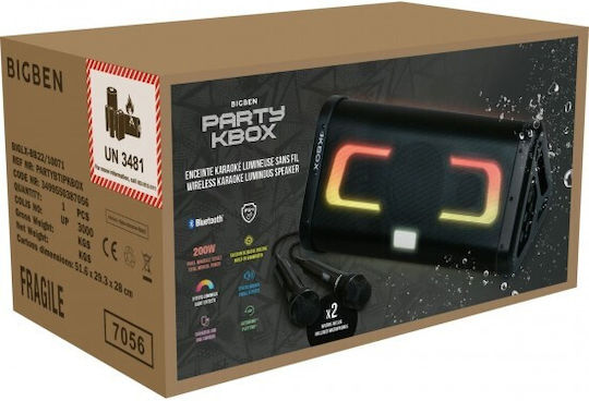 Karaoke-Lautsprecher mit Kabelgebundenen Mikrofonen und Lichteffekten PARTY KBOX PARTYBTIPKBOX Schwarz