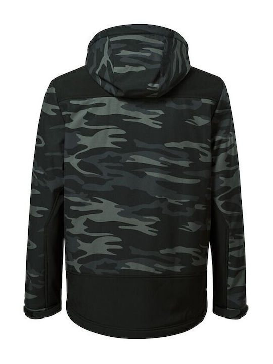 Rimeck Vertex Camo Ανδρικό Χειμωνιάτικο Μπουφάν Softshell Αδιάβροχο και Αντιανεμικό Γκρι