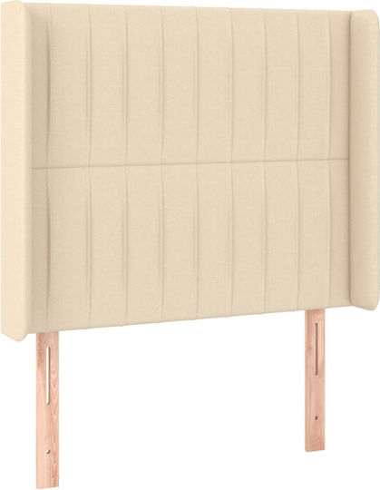 Pat Single Cremă cu Lamele & Saltea 90x200cm