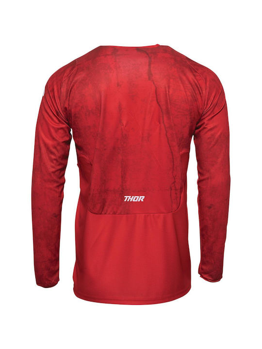 Thor MX Pulse HZRD Pentru bărbați Tricou Motocross Mânecă lungă Red/White