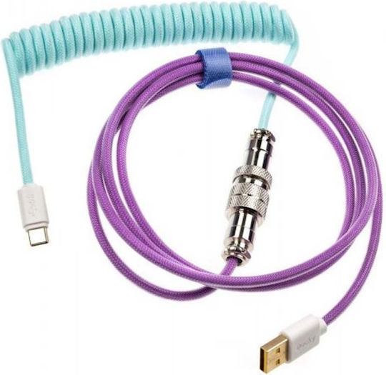 Ducky Premicord Braided / Spiral USB 2.0 Cable USB-C male - USB-A Πολύχρωμο 1.83m DKCC-FLCNC1