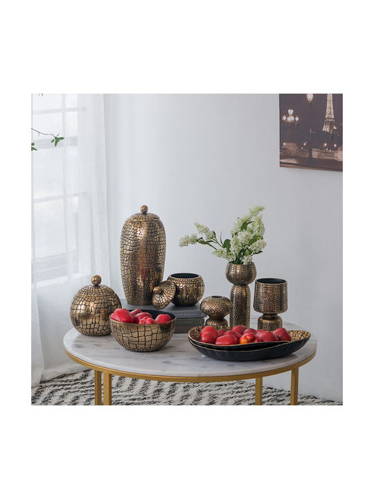 Artekko Decorative Vase Croco Gold 15x15x17cm