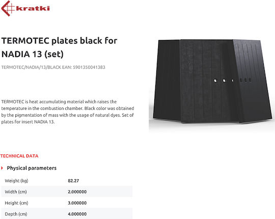 Kratki Termotec Nadia 13 Keramik-Teller-Set für Energy Fireplace Schwarz