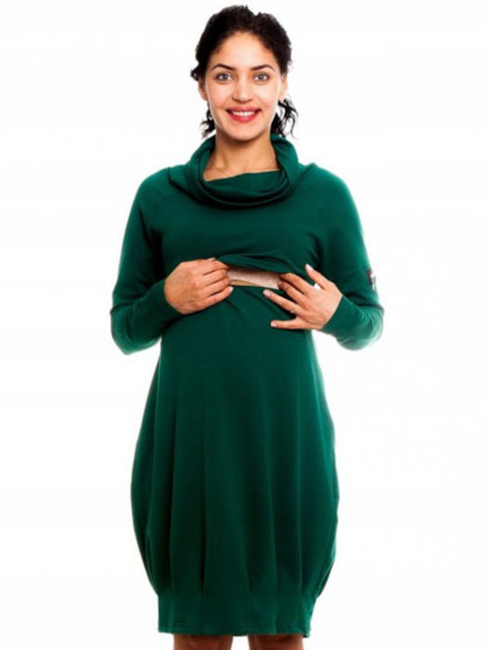 Φόρεμα φούτερ εγκυμοσύνης και θηλασμού πράσινο 'SHANTELL'
