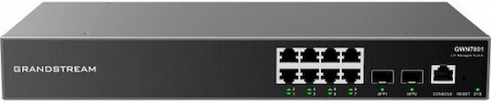 Grandstream GWN7801 Gestionat L2 Switch cu 8 Porturi Gigabit (1Gbps) Ethernet și 2 Porturi SFP