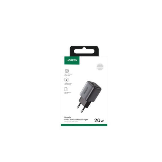 Ugreen Charger Without Cable GaN with USB-C Port 20W Power Delivery / Quick Charge 4.0 Gray (CD318)