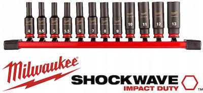 Milwaukee Socket Pneumatic Hex Long with Square Drive 1/4" Diameter 1/4"