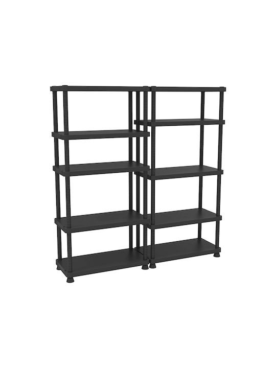Plastic Outdoor Shelving Unit with 5 Shelves Black 9045S/5 90x45x187.5cm
