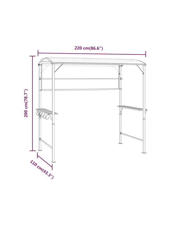 vidaXL Garden Freestanding Gazebo Charcoal 2.2x1.1cm