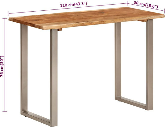vidaXL Kitchen Table Made of Solid Wood and Metal 110x50x76 cm
