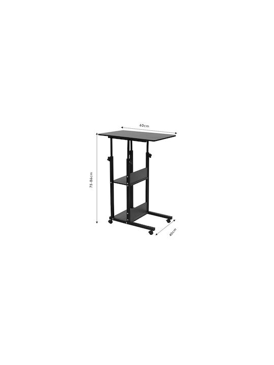 Rectangular Măsuță auxiliară Babs Din lemn cu Roți Nuc - Negru L60xW40xH71cm.