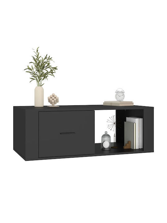 Masa Centrală Rectangulară Din Lemn Cu Sertare Neagră Lățime 50,5 Lungime 100 Înălțime 35 cm