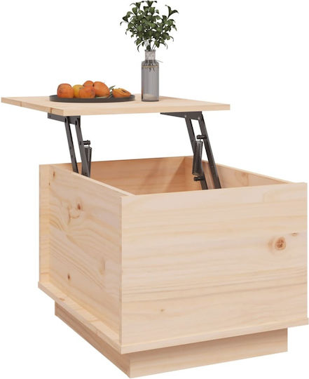 Rectangular Side Coffee Table Made of Solid Wood with Lifting Mechanism Beige W40xL50xH35cm