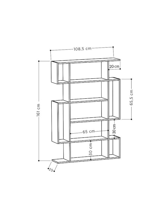 Bookcase Mito White 108x25x161cm