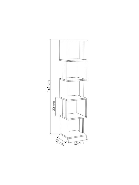 Bookcase Piri White Antique white / Charcoal 35x30x161cm