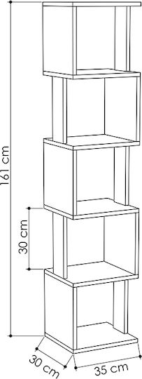 Bookcase Piri White Antique / Anthracite 35x30x161cm