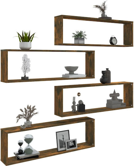 Smoked Oak Wall Shelves (4 Pieces) 100x15x30cm
