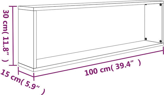 Smoked Oak Wall Shelves (4 Pieces) 100x15x30cm