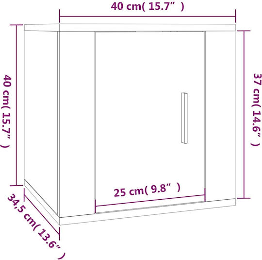 Hängeschrank fürs Wohnzimmer aus Spanplatte Sonoma 40 x 34,5 x 40 cm