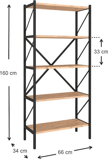Bibliothek Colmar Kiefer / Eiche 66x34x160cm