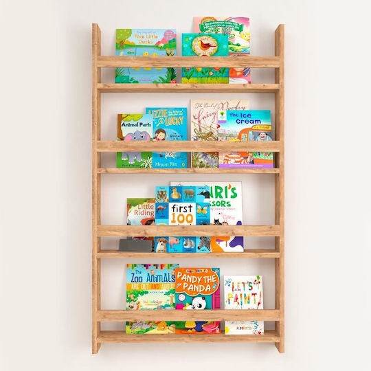 Kids Shelving Unit Montessori Wall Pine Oak 70x10x120cm