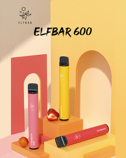 Elf Bar Електронна Цигара за Еднократна Употреба 600 Вдишвания Strawberry Ice Cream 2мл 18мг Розов 1бр