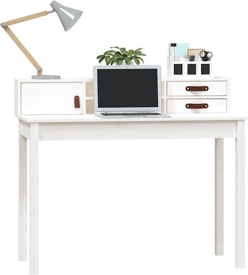 Secretary Desk made of Solid Wood White 110x50x93cm