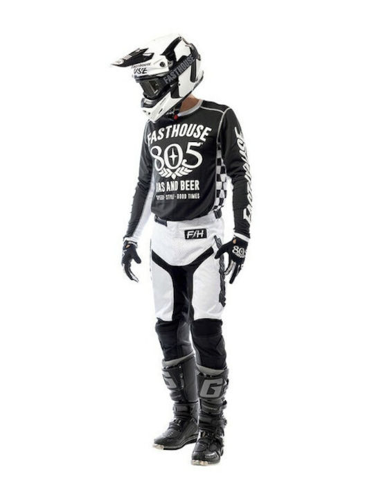Fasthouse 805 Grindhouse Pentru bărbați Tricou Motocross Mânecă lungă Black/White