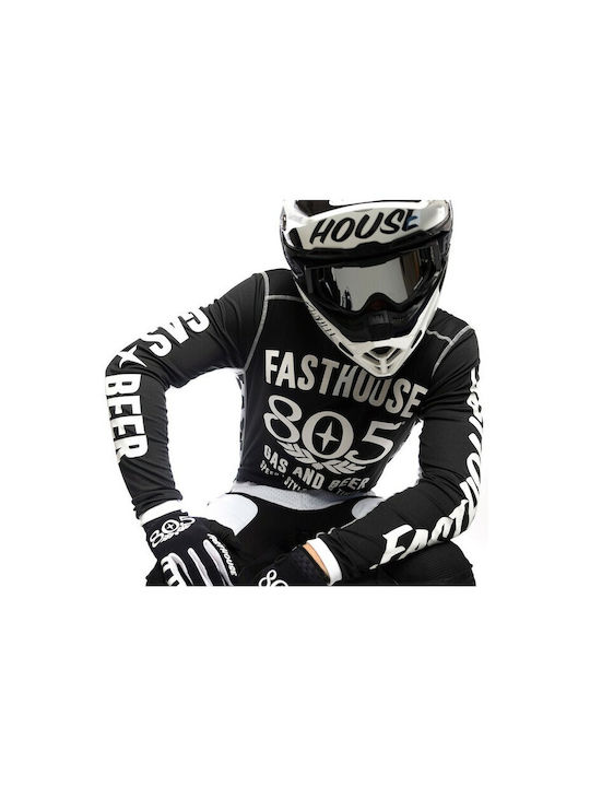 Fasthouse 805 Grindhouse Pentru bărbați Tricou Motocross Mânecă lungă Black/White