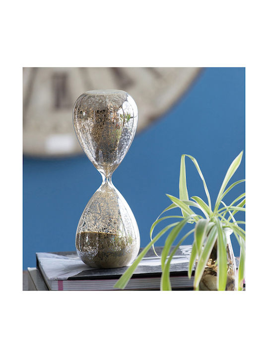 Artekko Decorative Office Hourglass Made of Glass 9x9x25cm in Silver Color