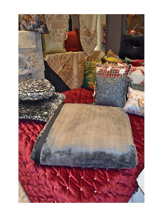 Liolios Home AC-106 Velvet Blanket Double 220x240cm Black-Taupe