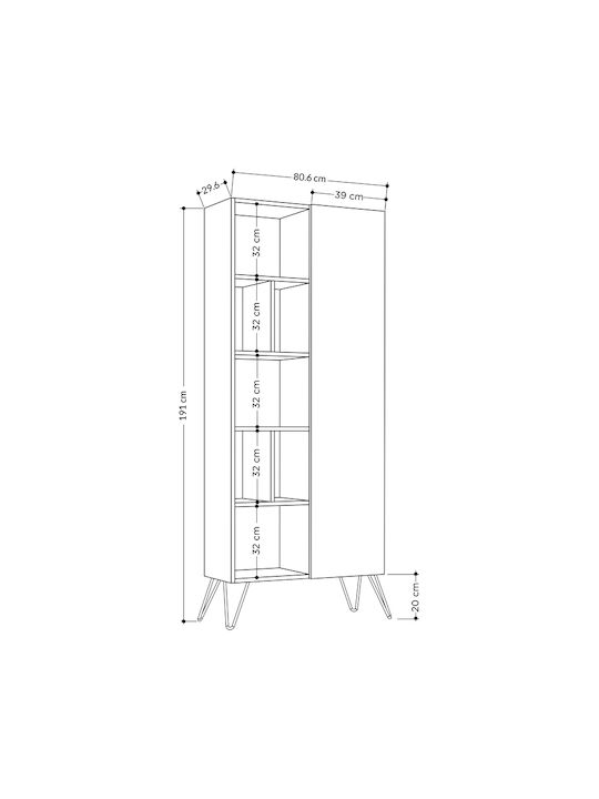 Bibliothek Jedda Weiß / Natürliche Buche 80.6x29.6x191cm