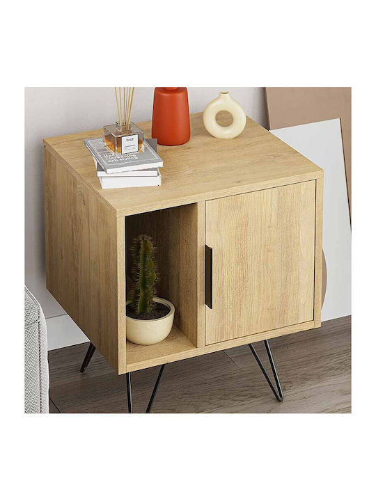 Glynn Wooden Bedside Table with Metallic Legs 50.2x44.6x58cm